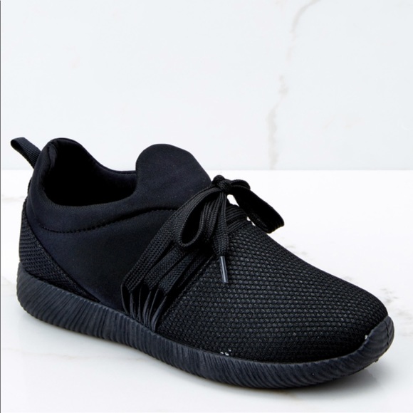 Qupid Shoes Black Knit Sneakers Poshmark